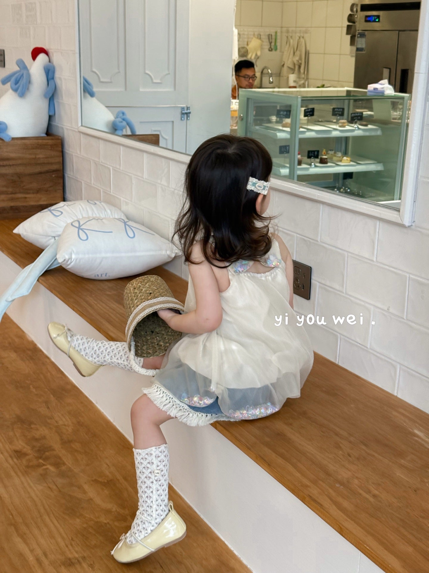 Bow Paperbag Style Puffy Dress/Blouse with Glitters