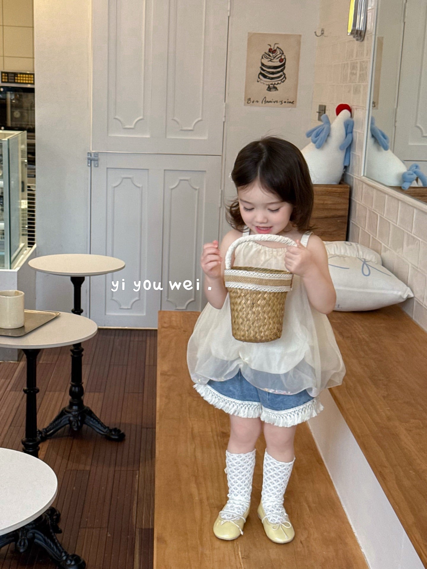 Bow Paperbag Style Puffy Dress/Blouse with Glitters