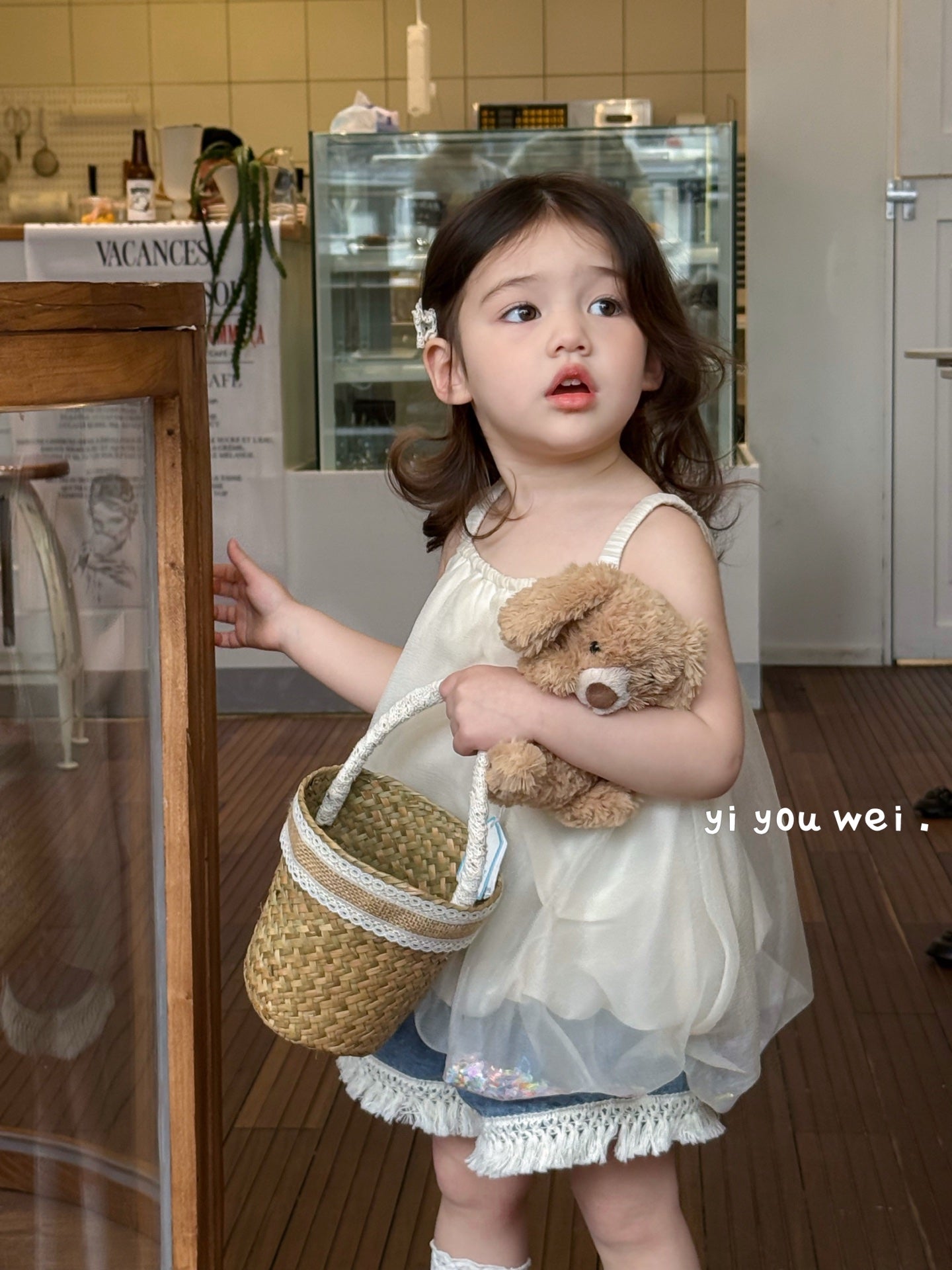 Bow Paperbag Style Puffy Dress/Blouse with Glitters