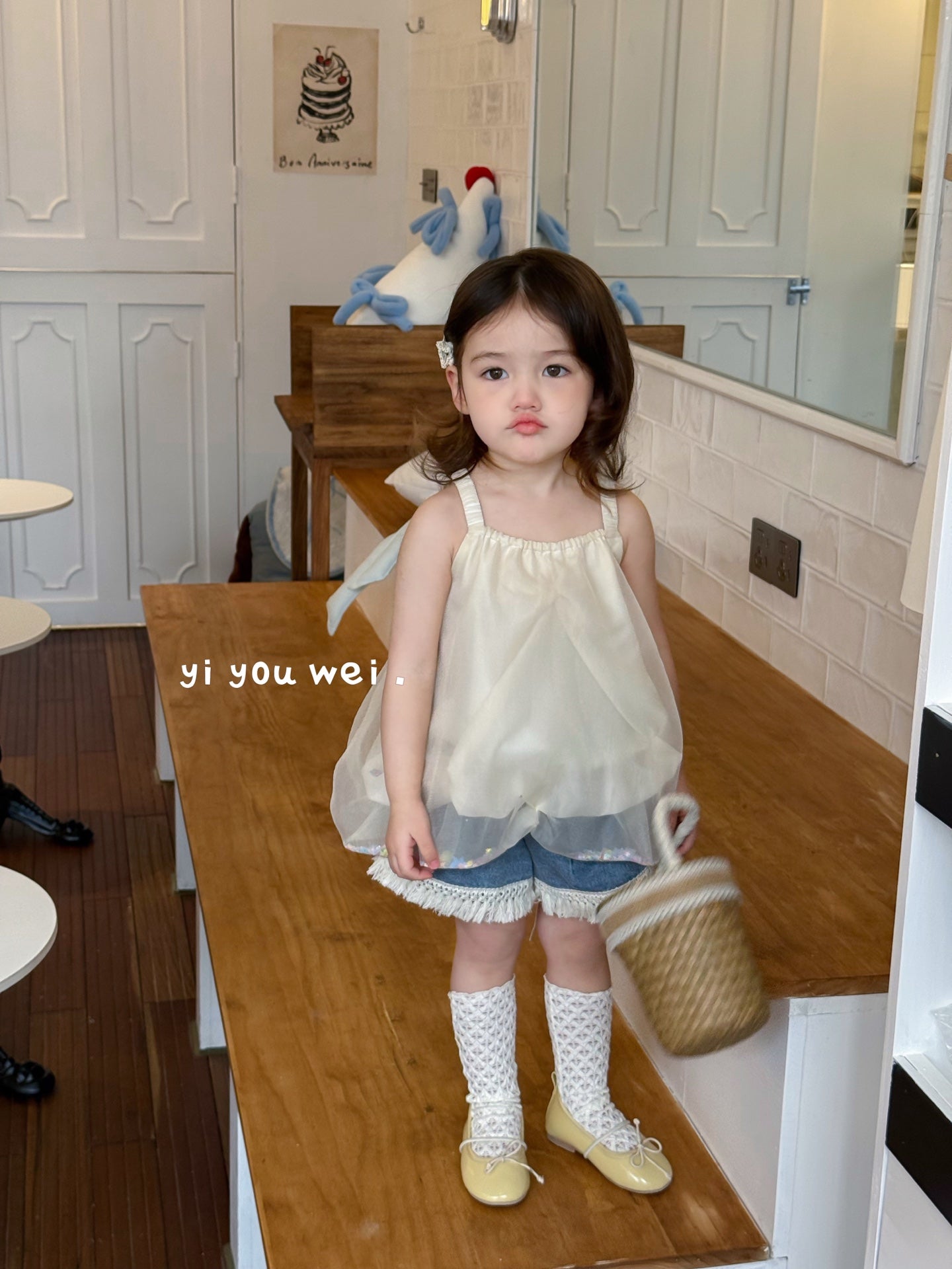 Bow Paperbag Style Puffy Dress/Blouse with Glitters