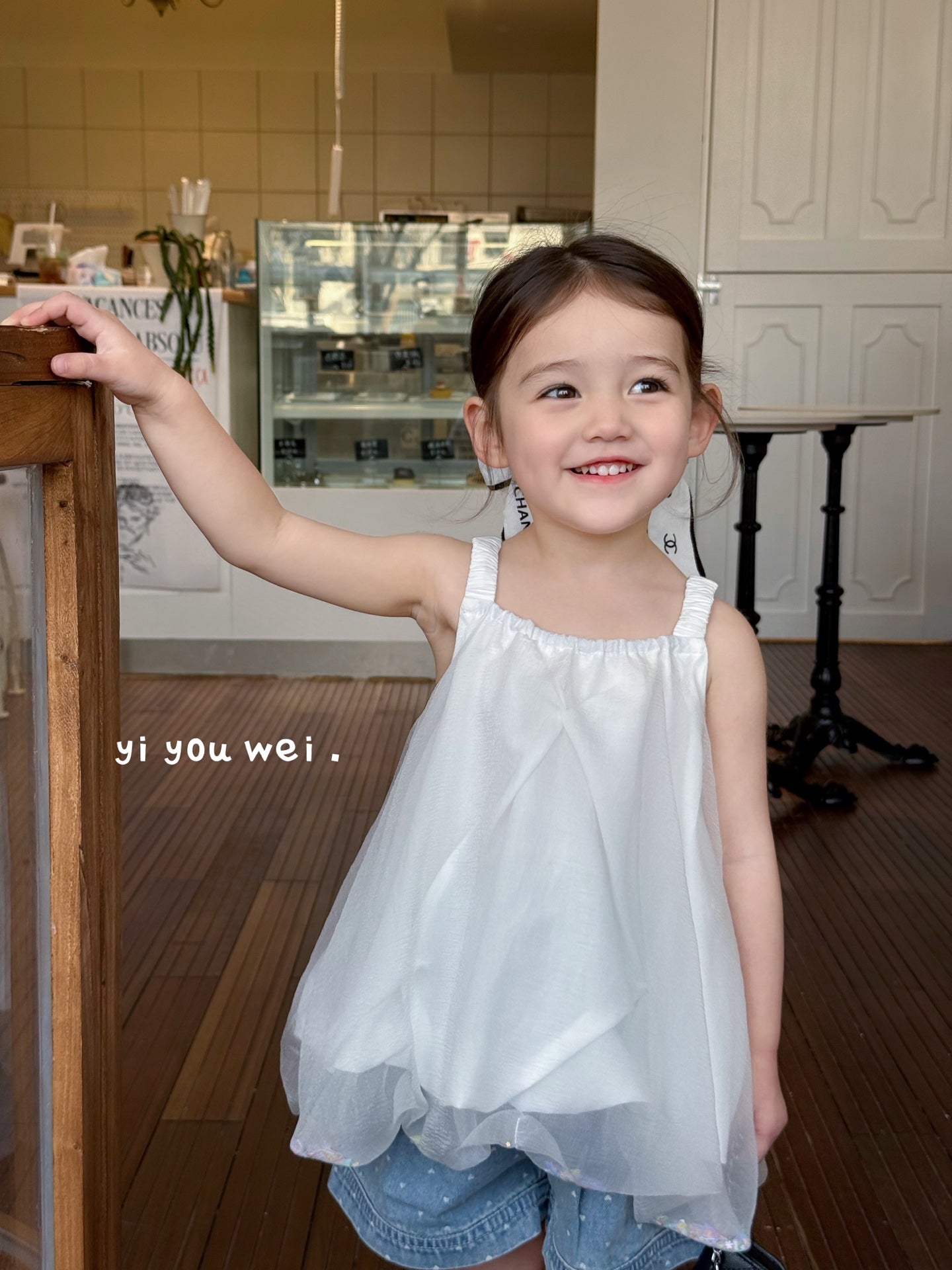 Bow Paperbag Style Puffy Dress/Blouse with Glitters