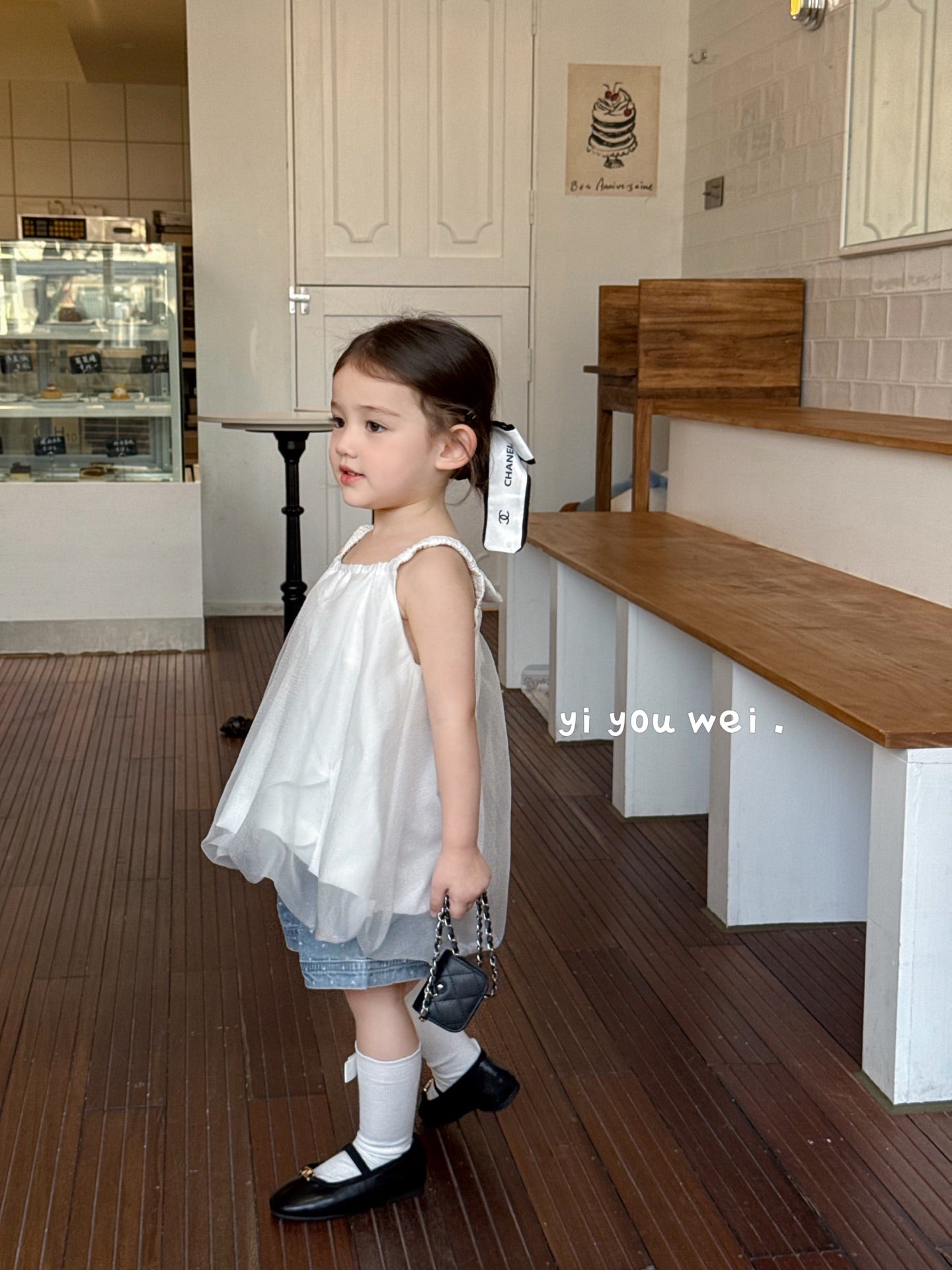 Bow Paperbag Style Puffy Dress/Blouse with Glitters