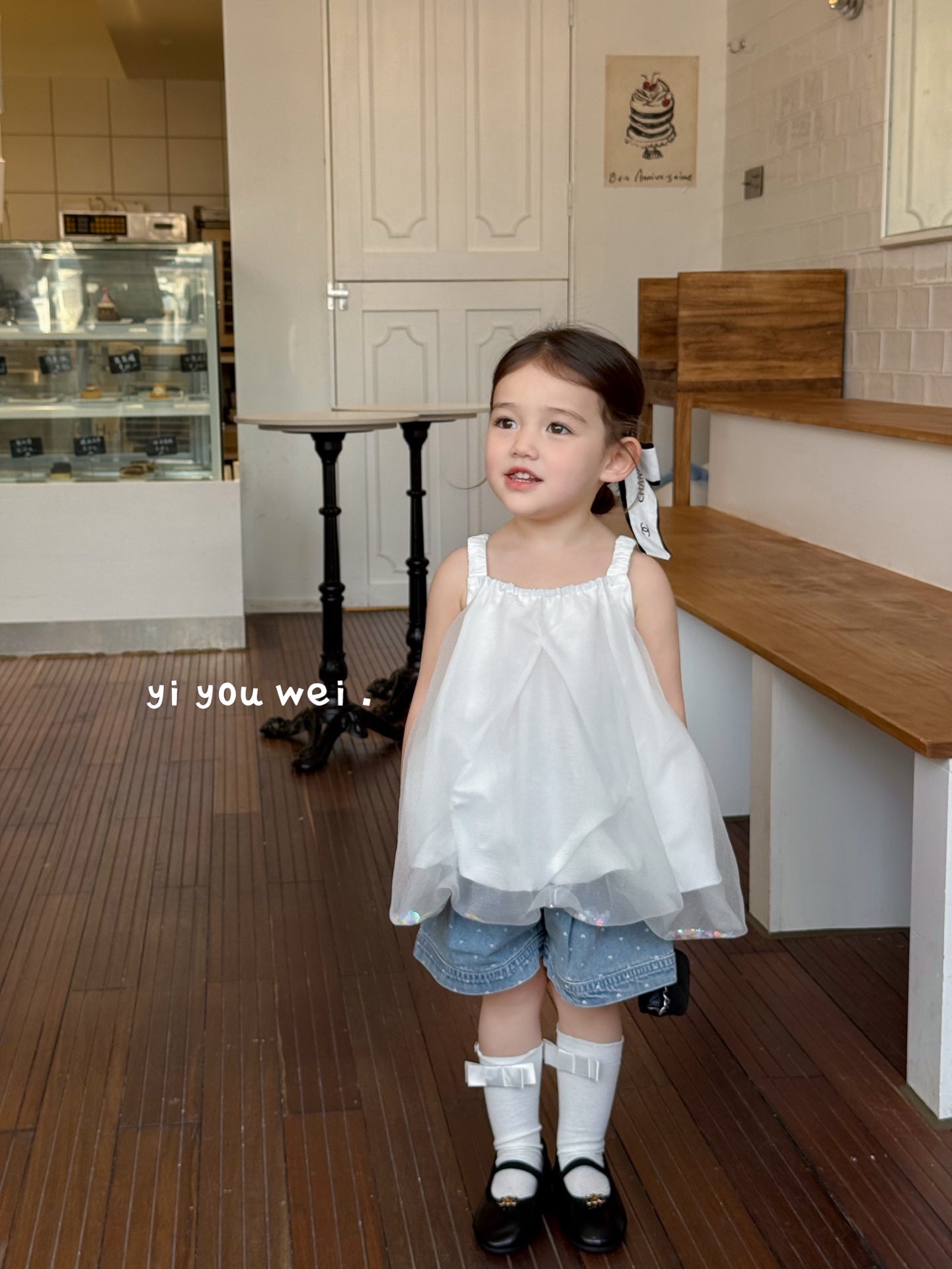 Bow Paperbag Style Puffy Dress/Blouse with Glitters