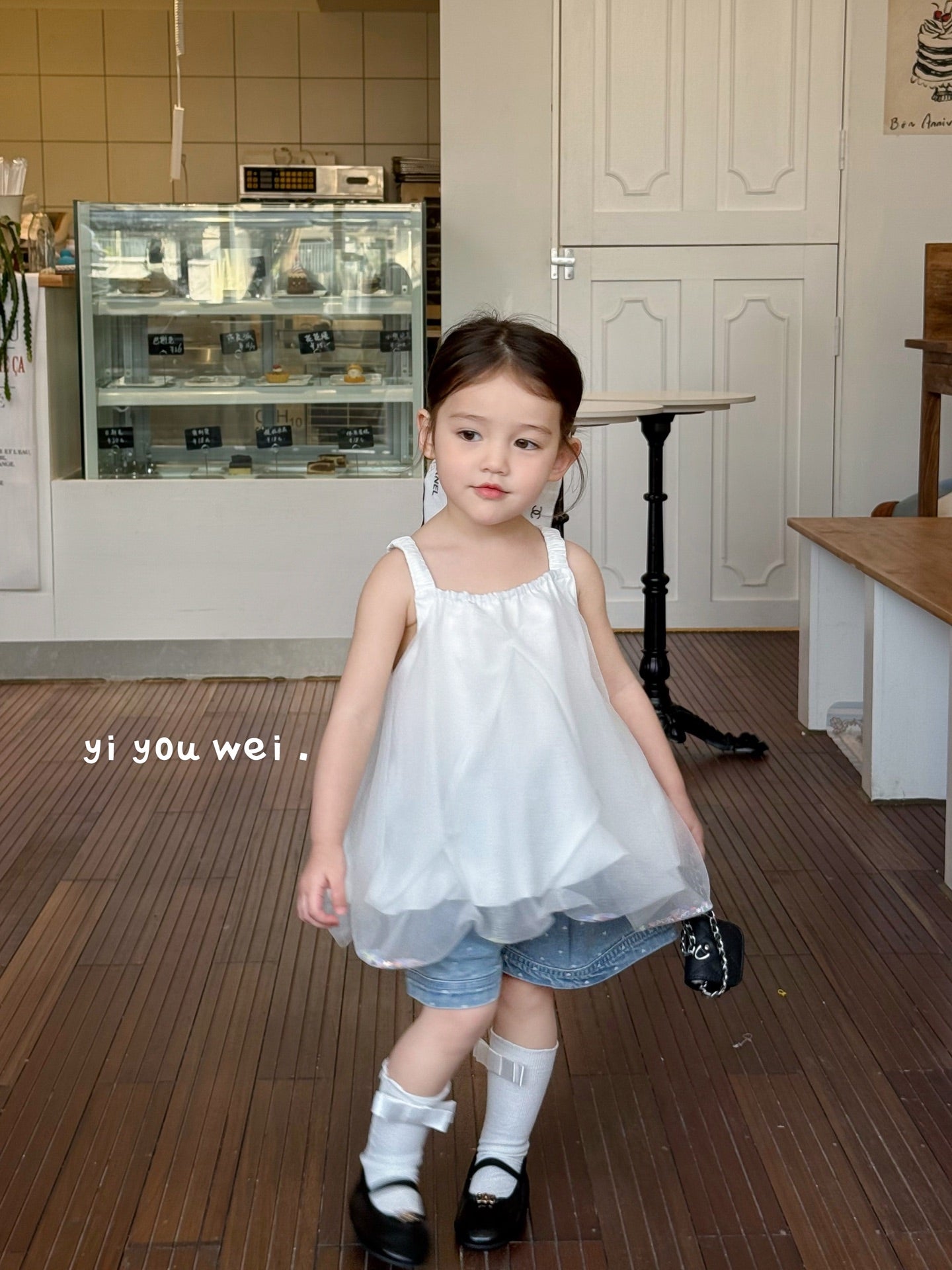 Bow Paperbag Style Puffy Dress/Blouse with Glitters