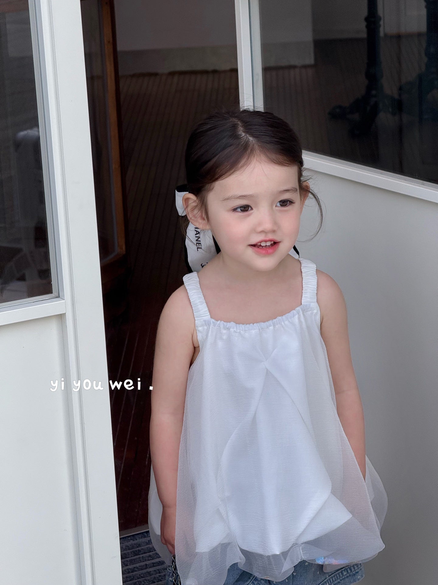 Bow Paperbag Style Puffy Dress/Blouse with Glitters